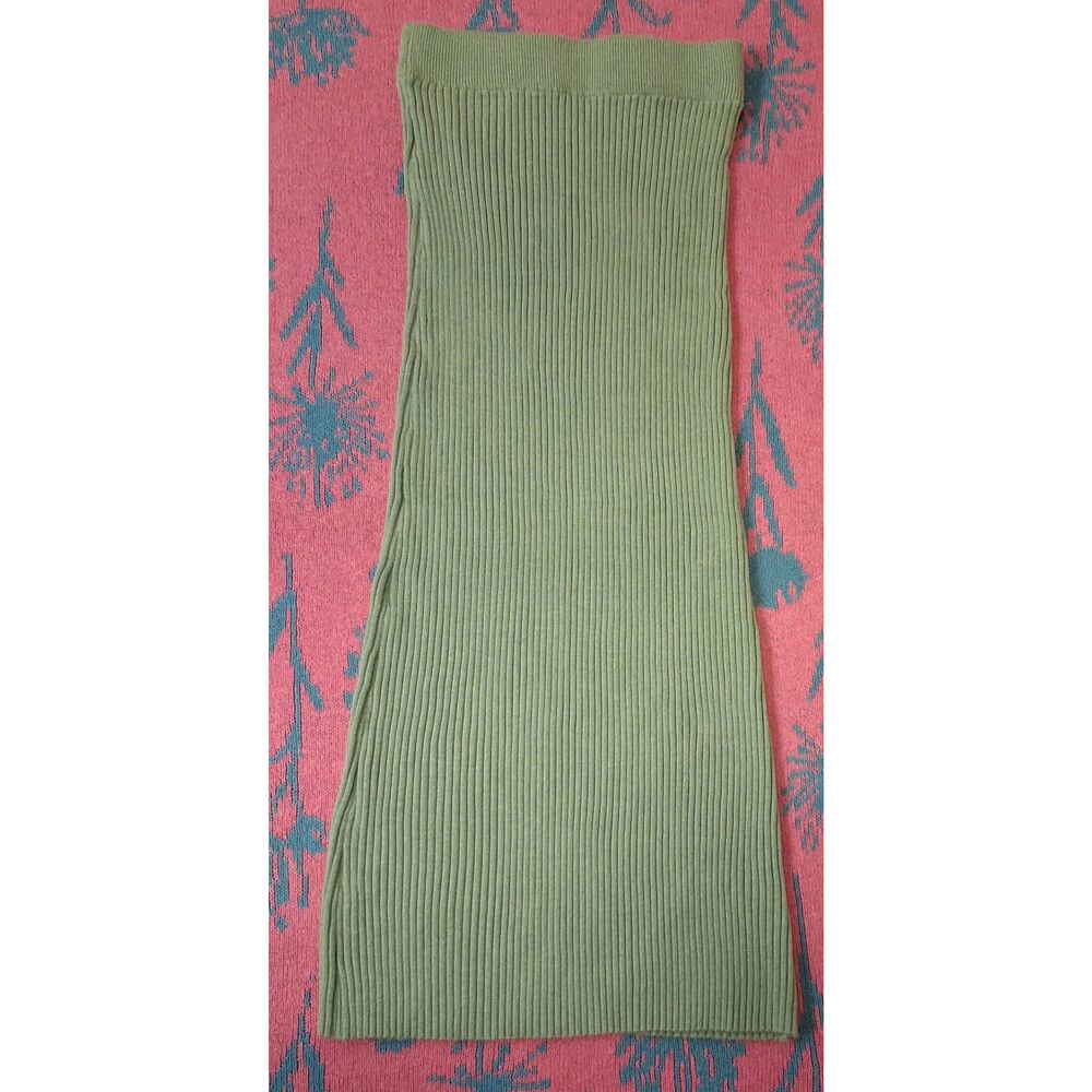 Pink diamond Womens small lime green pencil midi skirt fitted ribbed stretch
